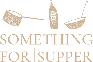 Something for Supper logo with pots and pans illustrations